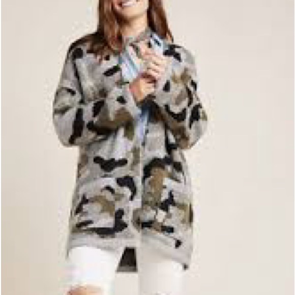 Anthropologie Camo Cardigan Sweater size small - Picture 4 of 4